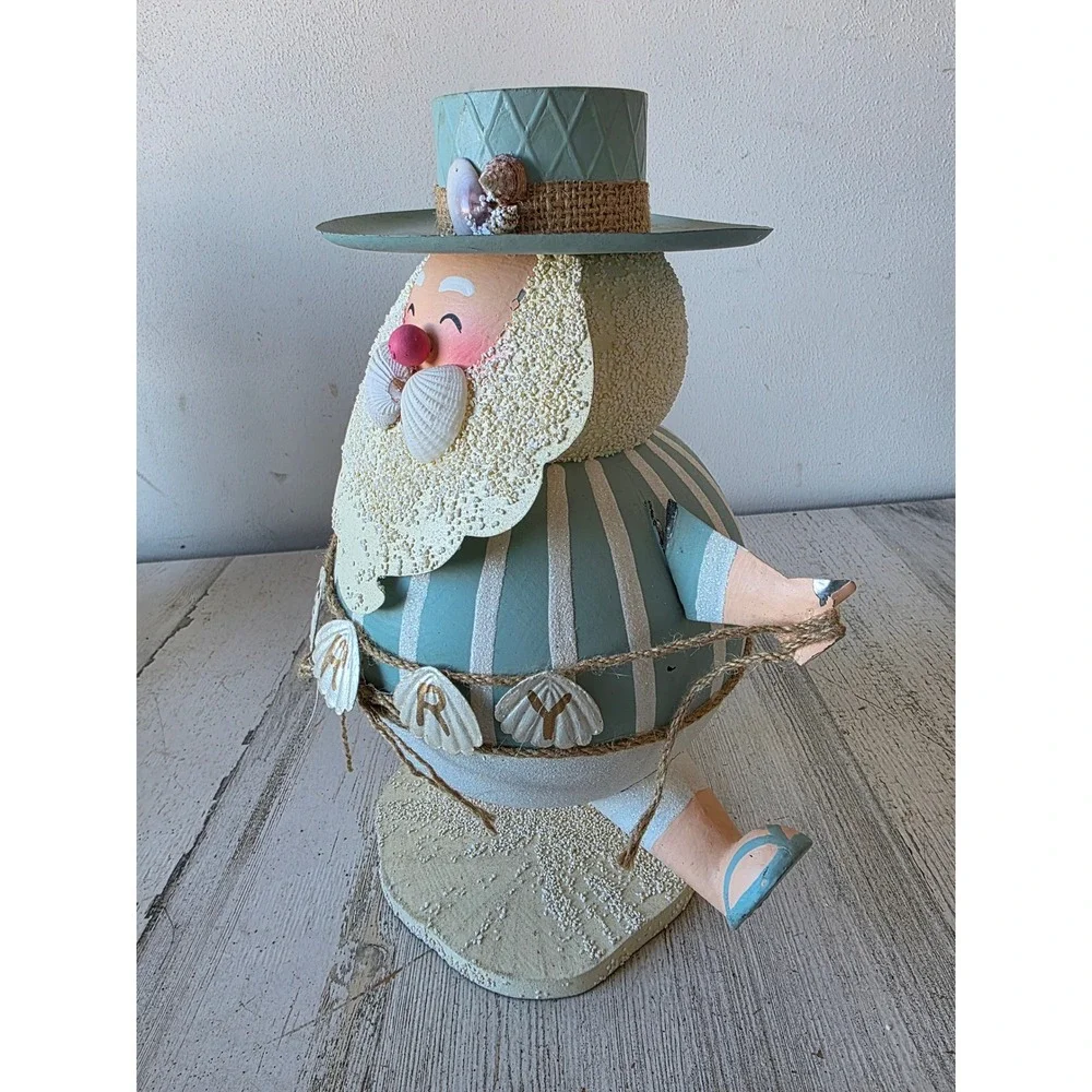 Metal Beach‎ Santa figurine nautical statue glitter shabby chic